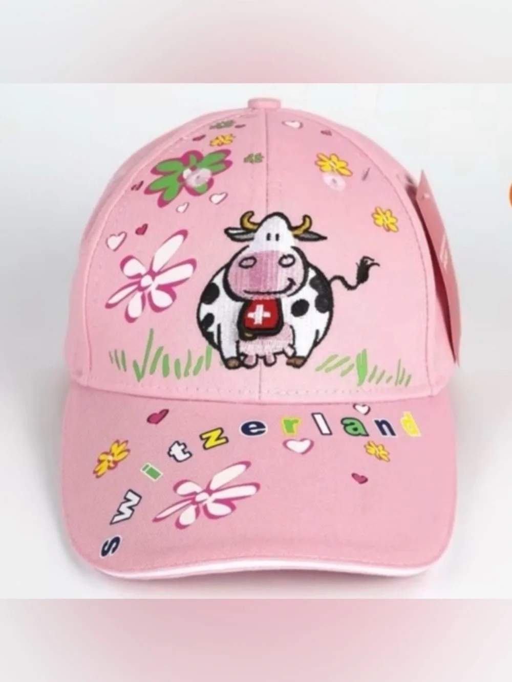 Swiss Made Pink Kids Cap with Cow Design New with Tags